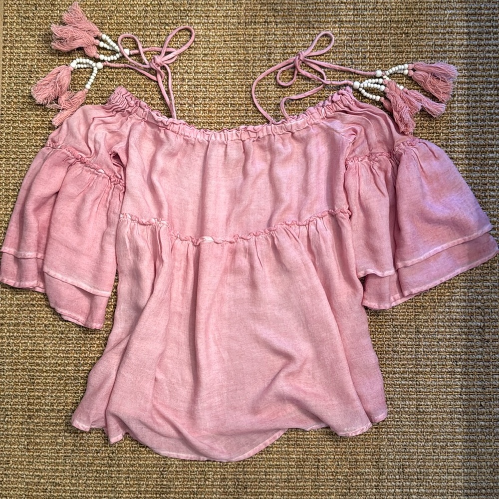 Pink flowy bohemian top XS